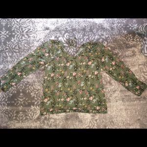Green flower blouse